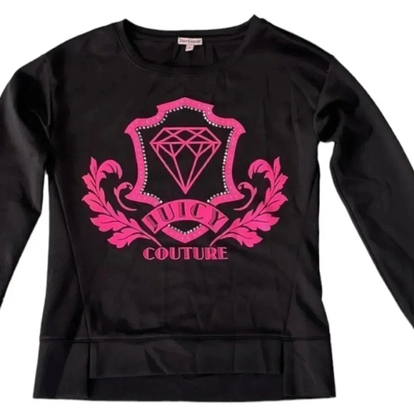 Juicy Couture Tops - Juicy Couture Sweatshirt Black with hot pink and rhinestones Women’s S Bling